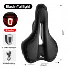 A Black Set_WEST BIKING Thicken Bicycle Saddle Comfortable Shockproof Cycling Seat Hollow Non-slip S