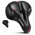 Red Seat_YOUNGDO Bike Seat Saddle PU Leather Gel Wide Shock Absorbing Comfortable Bicycle Cushion fo Red Seat_YOUNGDO Bike Seat Saddle PU Leather Gel Wide Shock Absorbing Comfortable Bicycle Cushion fo