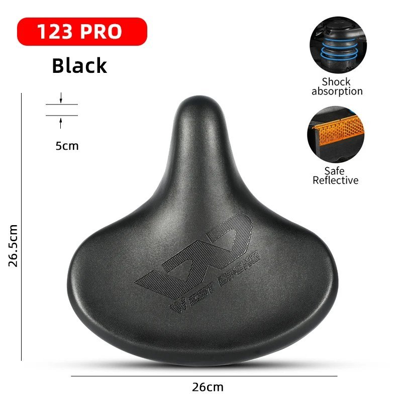 123 PRO Leather_WEST BIKING Extra Wide MTB Bicycle Saddle Comfortable Thick Foam Shock Absorbtion Co