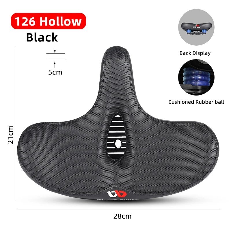 126 Plus Hollow_WEST BIKING Extra Wide MTB Bicycle Saddle Comfortable Thick Foam Shock Absorbtion Co