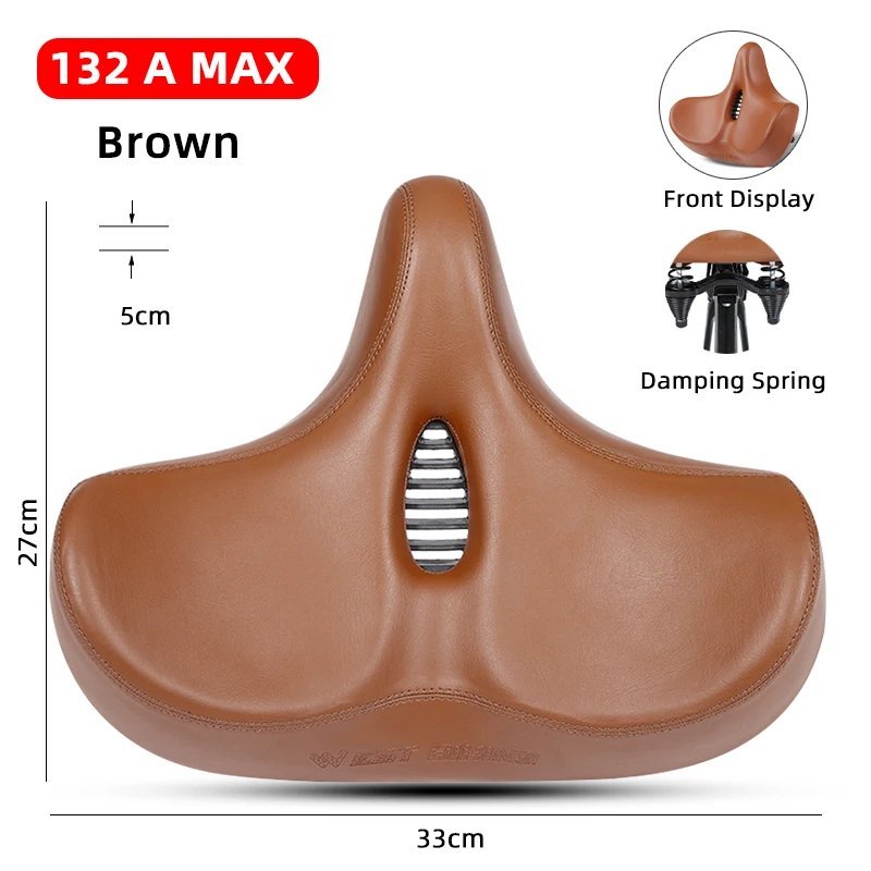 132A MAX Springs_WEST BIKING Extra Wide MTB Bicycle Saddle Comfortable Thick Foam Shock Absorbtion C
