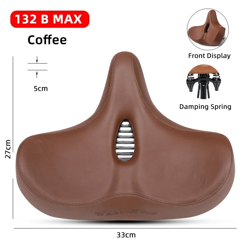 132B MAX Springs_WEST BIKING Extra Wide MTB Bicycle Saddle Comfortable Thick Foam Shock Absorbtion C
