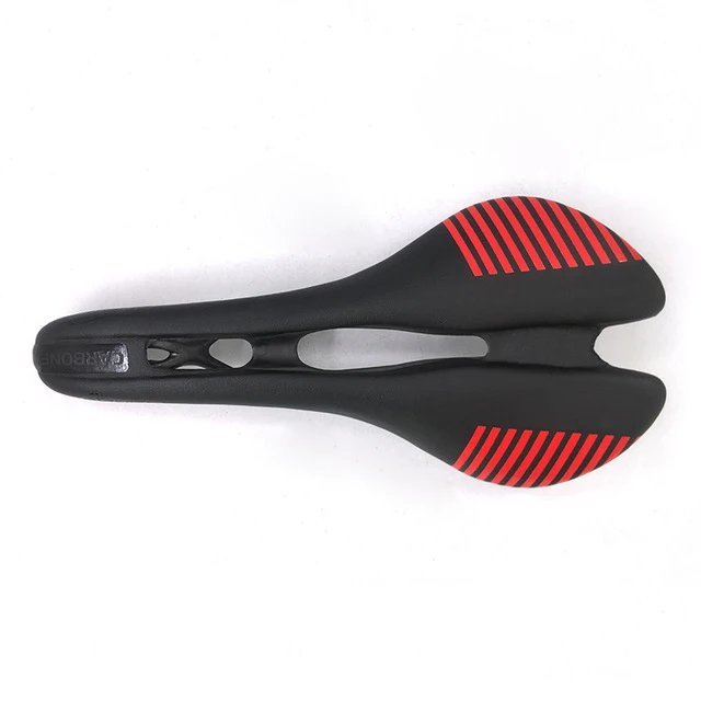 Red line_Ultralight Selle Full Carbon Saddle Men Wave Road Bike Saddle Bicycle Vtt Racing Seat Sans 