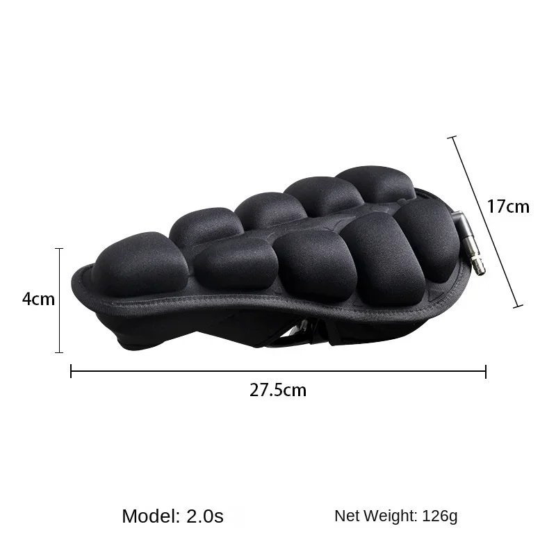 2.0 Black S_Bicycle Saddle 3D Soft Bike Seat Cover MTB Mountain Bike Thickene Inflatable Air Pad Cyc