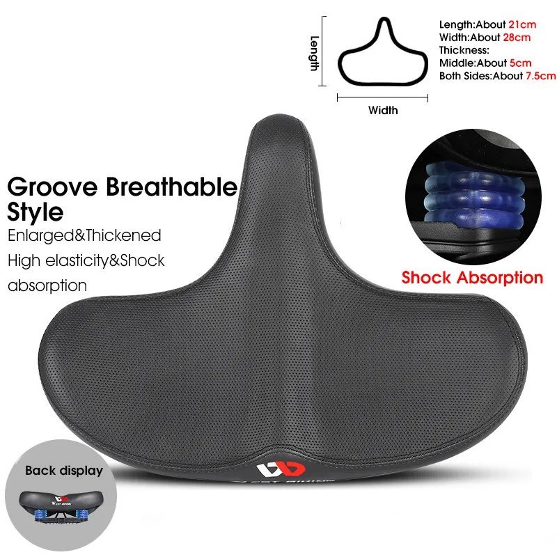 125 Black_WEST BIKING Bicycle Saddle Waterproof Widened Thickened Cushion Ergonomic MTB Road Bike Se
