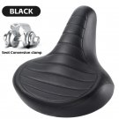 Black_WEST BIKING Widen Bicycle Saddle Retro PU MTB Bike Cushion Comfortable Spring Shock Absorption