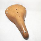 Orange_Classic Bicycle Seat Pure Cowhide Bicycle Saddle for Outdoor Riding Comfortable Vintage Saddl