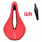 Red_EC90 Bicycle Seat MTB Road Bike Saddles PU Ultralight Breathable Comfortable Seat Cushion Bike R