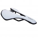 WHITE_Bike Saddle MTB Mountain Road Bike Seat PU Leather Gel Filled Cycling Cushion Comfortable Shoc