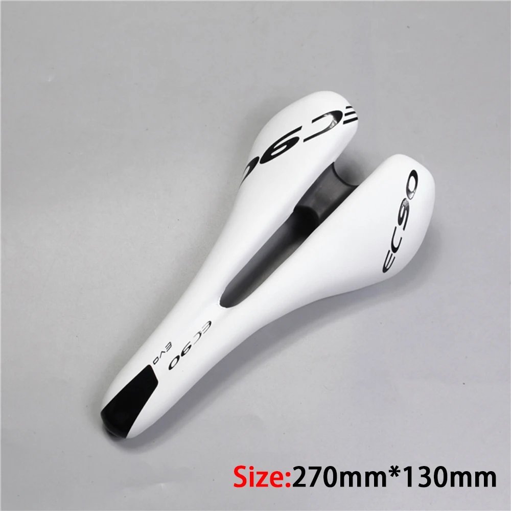 ZB03 White_EC90 Bicycle Saddle Men Gel Comfort Bikes Cushion Ultra Light Steel Rail Hollow Design MT