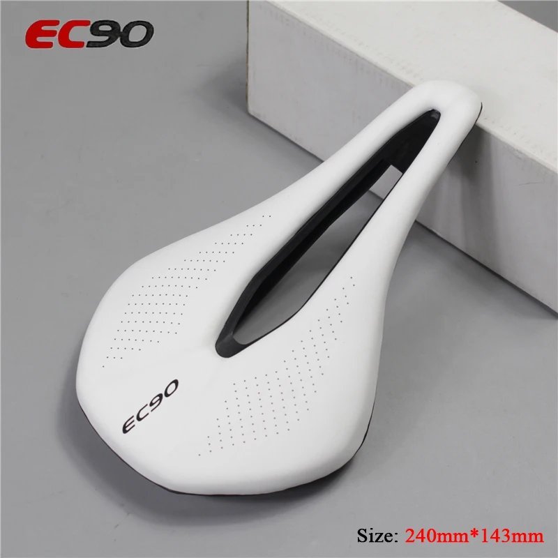 ZB04 White_EC90 Saddle MTB Road Bikes Sillin PU Ultralight Breathable Comfortable Seat Cushion Mount