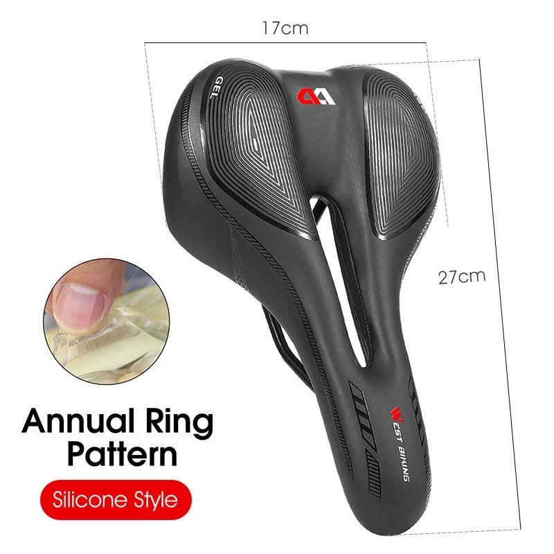 Gel Silicone B_WEST BIKING Soft Comfortable Bicycle Saddle Cycling MTB Saddle Hollow Breathable Wide