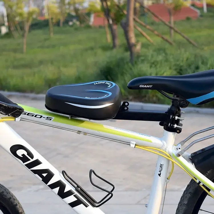 Blue seat_Front Mounted Child mtb Bike Seat Safety Child Bicycle Seat Baby Seat Kids Saddle with Foo