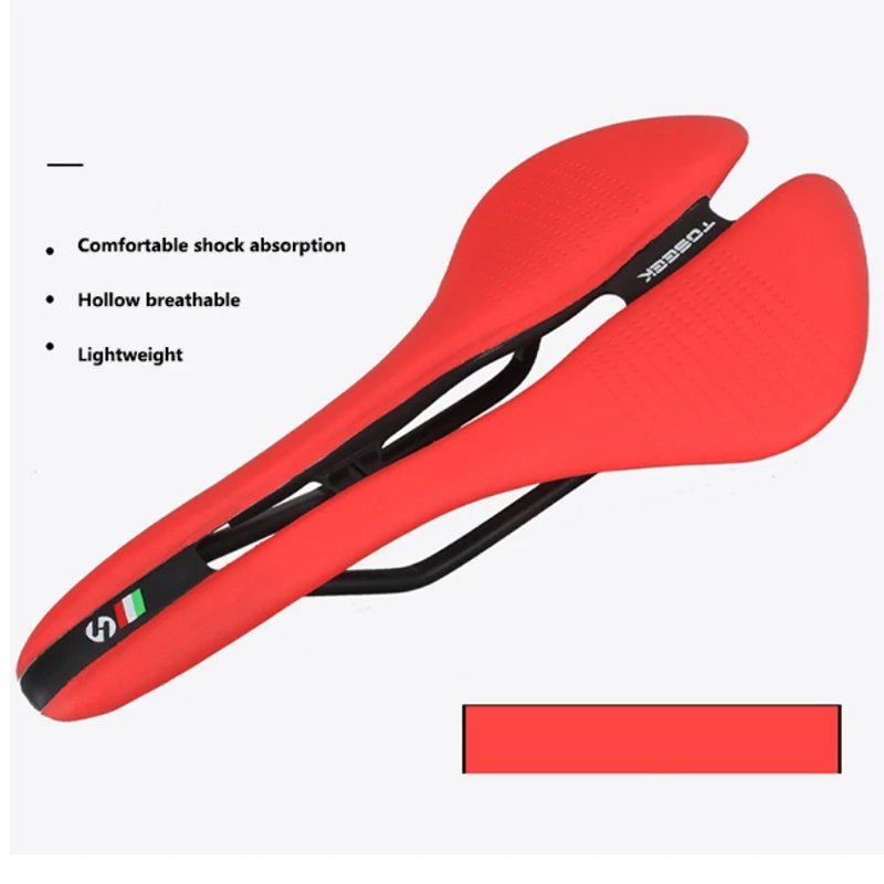 Saddle Red_TOSEEK Bicycle Saddle MTB Ergonomics Cycling Road Bike Seat Cushion Hollow Bike Seat Cush