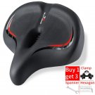 Red with clamp_WEST BIKING Oversized MTB Bike Seat Wide Bicycle Sofa-Like Comfy Saddle Universal Ele Red with clamp_WEST BIKING Oversized MTB Bike Seat Wide Bicycle Sofa-Like Comfy Saddle Universal Ele