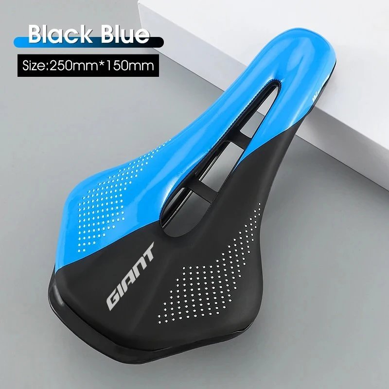 blue_Giant Bicycle Saddle MTB Road Bike MTB Short Nose Bicycle Seat PU Leath