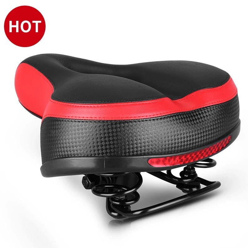BlackRed_Bicycle 3d Gel Saddle Extra Wide Comfort Ultra Soft Thicken Saddle Mountain Bike Silicone P