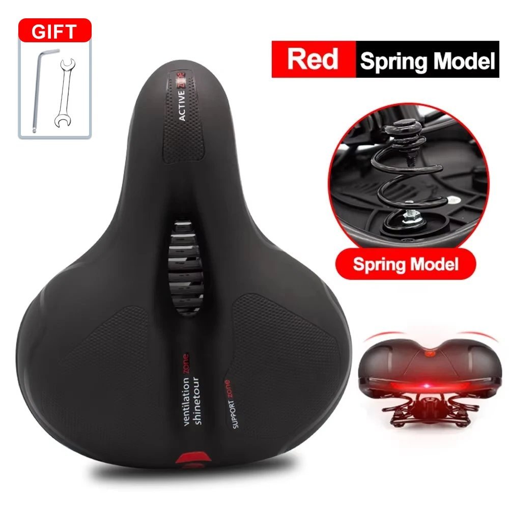 Red Kit_Hollow Bicycle Saddle Breathable Road Bike Saddle Unisex Shock Absorbing Comfortable Bicycle