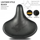 Black_WEST BIKING Widen Bicycle Saddle Comfortable Shock Absorption MTB Road Bike Cushion Ergonomic 