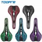 B-Red_TOOPRE Bicycle Saddle MTB Mountain Road Bike Seat PU Leather Gel Filled Cycling Cushion Comfor