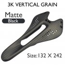 Matte Black 132x242_K.3+ Carbon Saddle MTB/Mountain Bike Front Seat Cushion 242*122/132mm For Gravel