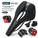 163 Green Set_WEST BIKING T800 Carbon 3D Printed Bike Saddle Ultralight With Tail Light Bike Saddle 163 Green Set_WEST BIKING T800 Carbon 3D Printed Bike Saddle Ultralight With Tail Light Bike Saddle