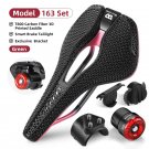 163 Pink Set_WEST BIKING T800 Carbon 3D Printed Bike Saddle Ultralight With Tail Light Bike Saddle F 163 Pink Set_WEST BIKING T800 Carbon 3D Printed Bike Saddle Ultralight With Tail Light Bike Saddle F
