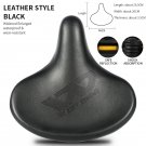 WIDEN BLACK_WEST BIKING MTB Spring Saddle Electric Bike Wide Comfortable Bicycle Seat Leather Retro 