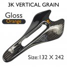 3K Gloss Orange 132_Gravel Bicycle Carbon Saddle MTB/Mountain Bike Front Seat Cushion 242*122/132mm 