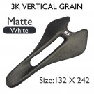 3K Matte White 132mm_Gravel Bicycle Carbon Saddle MTB/Mountain Bike Front Seat Cushion 242*122/132mm