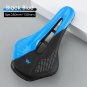 Blue_WEST BIKING Ultralight Mountain Bicycle Saddle MTB Short Nose Road Bike Seat PU Leather Hollow