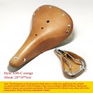 G98-C Orange_FREE- Retro Vintage Bicycle Saddle Pure Cowhide Handmade Sport Cycling Bike Seat Variou
