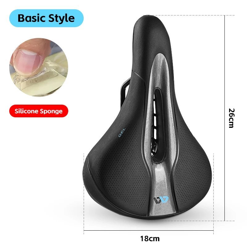 A Basic Gel_WEST BIKING Comfortable Gel Bicycle Saddle Spring Shock Absorption MTB Road Bike Soft Cu