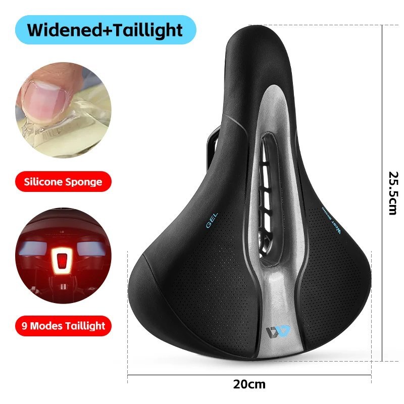 A Widen Gel Set_WEST BIKING Comfortable Gel Bicycle Saddle Spring Shock Absorption MTB Road Bike Sof