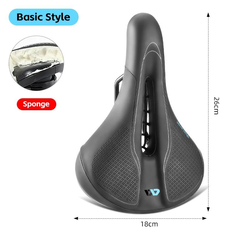 B Basic Sponge_WEST BIKING Comfortable Gel Bicycle Saddle Spring Shock Absorption MTB Road Bike Soft