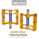 V10-Gold Blue_Bicycle Pedals 3 Bearings MTB Anti-slip Ultralight Aluminum Mountain Road Bike Platfor