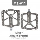 V11-Silver_Bicycle Pedals 3 Bearings MTB Anti-slip Ultralight Aluminum Mountain Road Bike Platform P