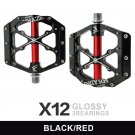 X12-black red_Bicycle Pedals 3 Bearings MTB Anti-slip Ultralight Aluminum Mountain Road Bike Platfor