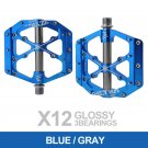 X12-blue gray_Bicycle Pedals 3 Bearings MTB Anti-slip Ultralight Aluminum Mountain Road Bike Platfor