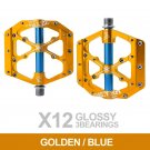 X12-gold blue_Bicycle Pedals 3 Bearings MTB Anti-slip Ultralight Aluminum Mountain Road Bike Platfo X12-gold blue_Bicycle Pedals 3 Bearings MTB Anti-slip Ultralight Aluminum Mountain Road Bike Platfo