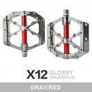 X12-gray red_Bicycle Pedals 3 Bearings MTB Anti-slip Ultralight Aluminum Mountain Road Bike Platform X12-gray red_Bicycle Pedals 3 Bearings MTB Anti-slip Ultralight Aluminum Mountain Road Bike Platform