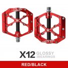 X12-red black_Bicycle Pedals 3 Bearings MTB Anti-slip Ultralight Aluminum Mountain Road Bike Platfor X12-red black_Bicycle Pedals 3 Bearings MTB Anti-slip Ultralight Aluminum Mountain Road Bike Platfor