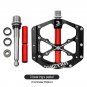 X12-sky blue red_Bicycle Pedals 3 Bearings MTB Anti-slip Ultralight Aluminum Mountain Road Bike Plat