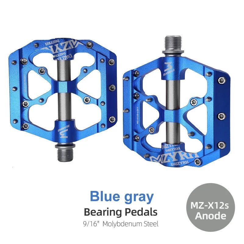 X12s Anode Blue gray_3 Bearings Bicycle Pedals Ultralight Anti-slip CNC BMX MTB Road Bike Pedal Cycl