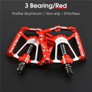 3Bearings Red 083_WEST BIKING Anti-slip Cycling Pedals 9/16" Ultralight DU Bearing MTB Mountain Road
