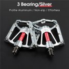 3Bearings Silver 083_WEST BIKING Anti-slip Cycling Pedals 9/16" Ultralight DU Bearing MTB Mountain R