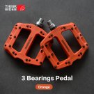 Orange_ThinkRider Flat Bike Pedals MTB Road 3 Sealed Bearings Bicycle Pedals Mountain Pedals Wide Pl