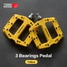 Yellow_ThinkRider Flat Bike Pedals MTB Road 3 Sealed Bearings Bicycle Pedals Mountain Pedals Wide Pl