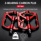 097 Red Carbon_WEST BIKING MTB Bicycle Pedals Ultralight CNC Aluminium Alloy Anti-Slip Road Bike Fla