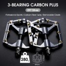 097 Silver Carbon_WEST BIKING MTB Bicycle Pedals Ultralight CNC Aluminium Alloy Anti-Slip Road Bike 